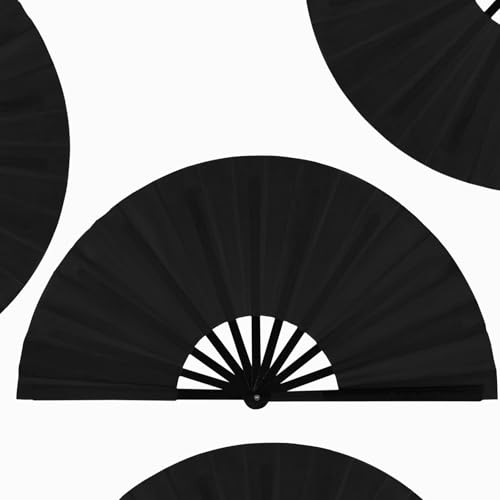 WNWBFM Boots on The Ground Fan,Large Holographic Folding Hand Fan, Clap Fans For Line Dancing,Foldable Craft Holding Laser Colors Hand Fan,Party,Dance Enthusiasts Gift (Black)