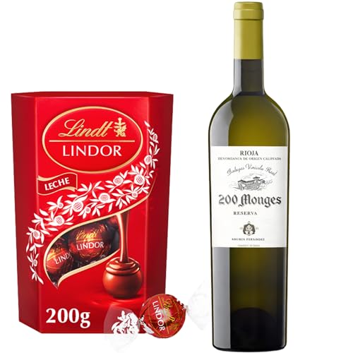 200 Monges - Reserva Blanco | Incluye caja Lindor roja 200g | Vino complejo y elegante | Regalo premium en cada sorbo