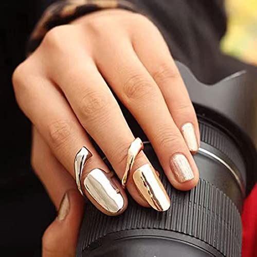 6Pcs Women Finger Nail Ring Retro Alloy Fingernail Rings Finger Tip Rings Fingernail Protective Nail Cap Cover Ring Nail Art Charm For Halloween Cosplay (Golden) #TOP4