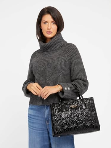 Image of Guess Women's Black Textured Tote| Ladies Purse Handbags | Gift For Ladies