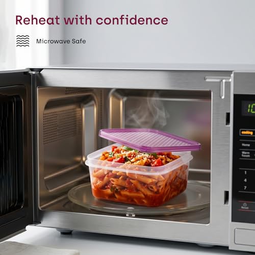 Image of Store Smart Airtight Food Storage Containers | Set Of 6-500Ml BPA Free, Microwave, Freezer & Dishwasher Safe Stackable Compact Box for Snacks, Meal Prep Fridge | Purple