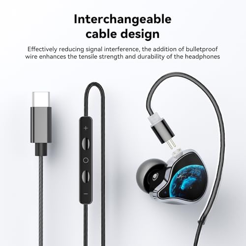Image of NE81 In-Ear Monitor Headphones, 3 in 1 Wired Gaming Earbuds with Detachable Cable, Switch to Wireless Bluetooth Earbuds in a Second, Hi-Fi In-Ear Headphones for Singers, Musicians, Drummers and DJ