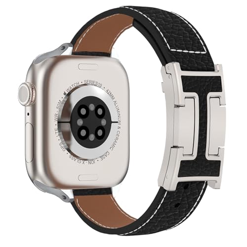 Bracelet Apple Watch 45mm 44mm 41mm cuir véritable strap magnétique