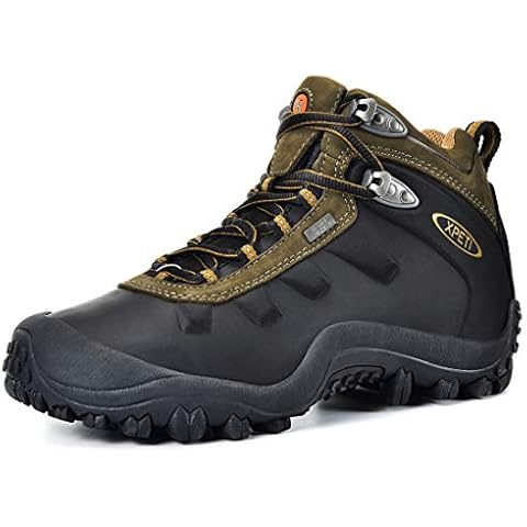 XPETI Men's Insulated Waterproof Hiking Winter Snow Boots Black/Green 10.5 Cover