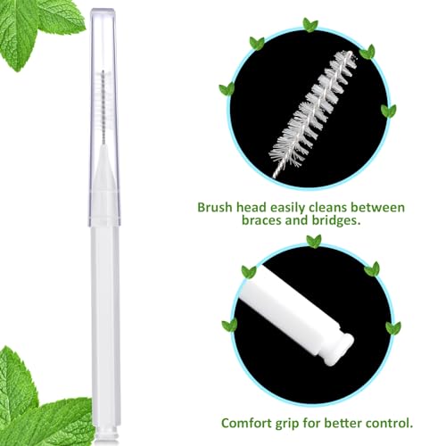 Image of Patelai 50 Pcs Interdental Brushes Braces,White | Dental Toothpick Cleaners for Care Oral, Floss Head Picks for Teeth Gaps and Ortho, Hygiene Brush Heads, Portable Tool Kit