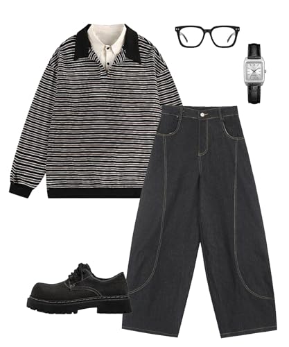 Unisex Retro Washed Barrel Jeans Wide Leg Streetwear Denim Pants4