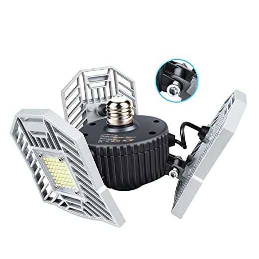 Garage Light Tanbaby LED Garage Light LED Light E26/E27 Garage Lights Ceiling LED Shop Light 60W Deformable LED Adjustable Light Garage Lighting Garage Light Bulb for Garage, Working Light (NO Sensor)
