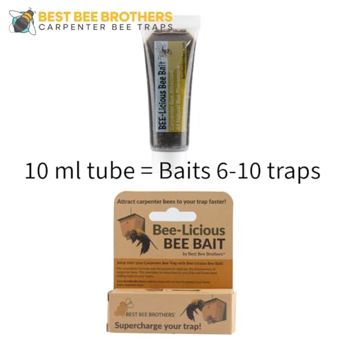 Image of Best Bee Brothers Bee-Licious Bee Bait, All-Natural Carpenter Bee Lure, 10 ml Squeeze Tube (3 Pack)