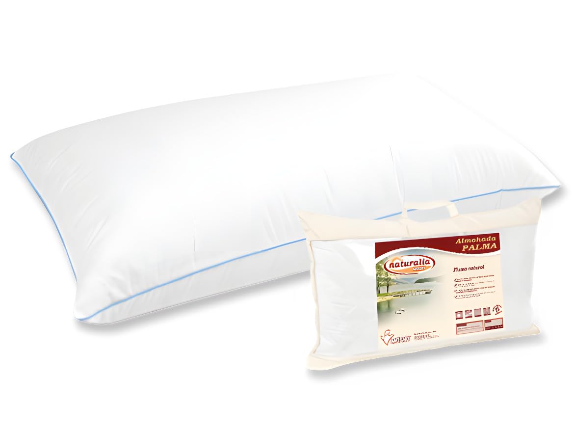 Moshy Almohada Palma de Plumón Natural, 96% Duvet Premium Europeo, Firmeza Blanda, Altura Baja (150 cm)