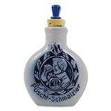 schmalzler Die leere Pöschl-Schmalzler Schnupftabak-Nachfüllflasche aus grauem Steingut mit bayrischem Motiv ist dekorativ.