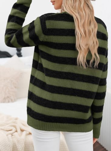 Image of Dokotoo Sweaters for Women 2026 Crewneck Striped Cute Color Block Fall Winter Knitted Pullover Tops
