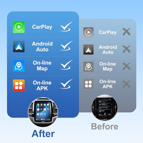 ISUDAR Full Vertical Screen Wireless Carplay Android Auto V2 Module for Volvo XC90/XC60/XC40/S90/S60/V60/V40 Sensus Upgrade Vertical Screen Seamless Connectivity