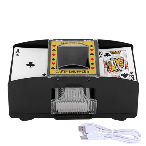 Zankeox Automatic Card Shuffler Machine - Electronic Casino Poker 2 Deck Shuffling Battery Operated -One/Two Decks Card Shufflers Sorter Cards Playing Tool Accessories (2 Deck Usb and Battery)