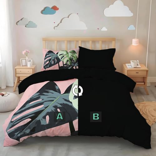 Housse de couette 140x200 avec fermeture éclair Monstera