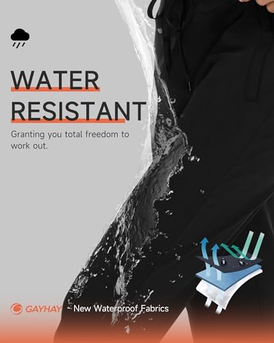 GAYHAY Women's Fleece Lined Joggers Water Resistant - Thermal Waterproof Zip Pockets Hiking Winter Golf Pants Running Ski2