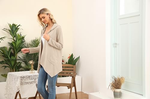 Image of VIISHOW Womens Lightweight Casual Hoodie Cardigans Open Front Waffle Knit Long Sleeve Outwear Coat with Pockets