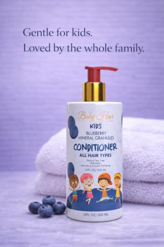 Image of BABY HAIR - Blueberry Mineral Kids Hair Conditioner, Sulfate-Free Toddler Hair Conditioner, Hair Conditioner for Kids with Blueberry & Strawberry Oil, Aloe Vera, and Biotin, 10 fl.oz