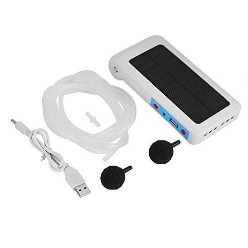 Caredy Solar Powered Air Pump Kit, 1W Solar Powered Water Fountain Pump Waterproof USB Oxygenator Aerator Air Pump Oxygen for Fish Pond,Outdoor Pool Pond,etc