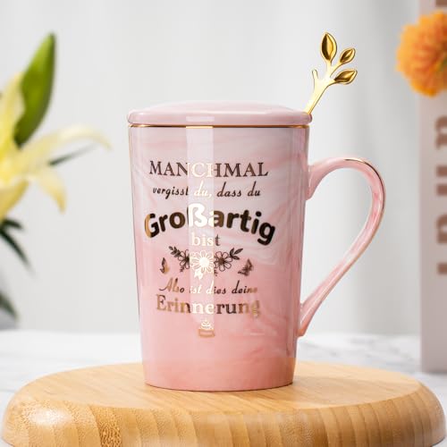 Geschenke für Frauen, Geburtstagsgeschenk für Frauen Tasse 400ml, Geschenk Freundin Geschenk Frauen Geburtstag Rosa Marmor Kaffeetasse… – Ansicht 2