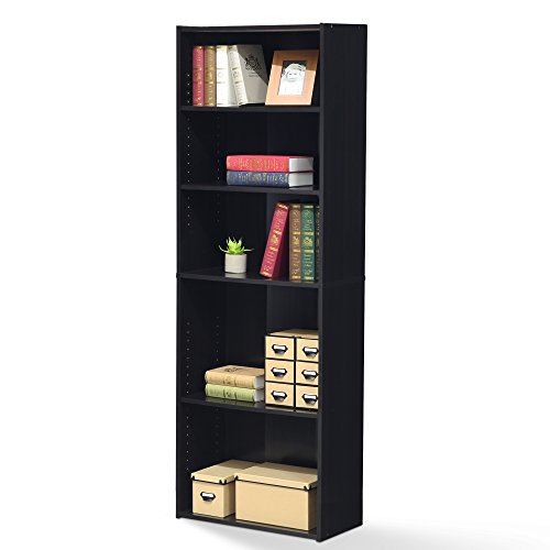 Image of FURINNO Wright 5-Shelf Bookcase, Cinnamon Cherry
