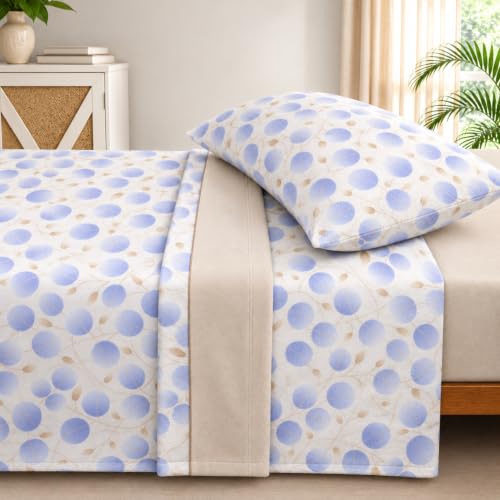 Sábanas Coralina 90, Juego Sábanas Coralina 3 Piezas (Encimera, Bajera y Funda Almohada) - Sábanas Invierno 90, Ropa de Cama Térmica con Tacto Extrasuave y Transpirable (Hanko Azul)