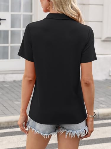 Women's Polo Shirts Short Sleeve V Neck Summer Tops Business Casual Collared Shirts Loose Tees3