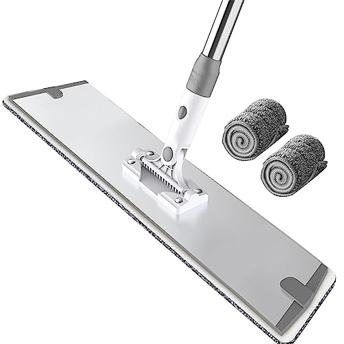 45cm幅 フロアモップ 片手操作 業務用 家庭用 掃除用品 ベーシック 腰に負担なし フロアワイパー モップ本 1.4m ステンレス鋼延長ポール付き 室内ほうき 乾湿両用 床拭き掃除道具