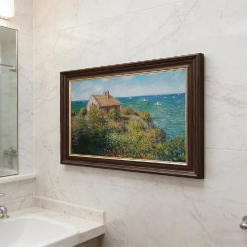 Toile Monet maison de pêcheurs tableau impressionniste encadré 40x61 - 5