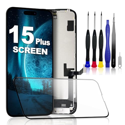 PartageFix Pantalla de Repuesto para iPhone 15 Plus   Kit LCD FHD de 6,7 Pulgadas + Digitalizador Táctil + Marco, Compatible con Modelos A3094/A2847/A3093/A3096, True Tone Programable