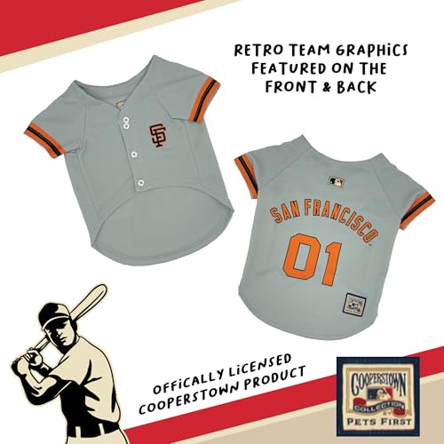 MLB SAN Francisco Giants Vintage Throwback Jersey for Dogs & Cats in Team Color. Comfortable Polycotton Material, Large by Pets First - Used condition - Image 6