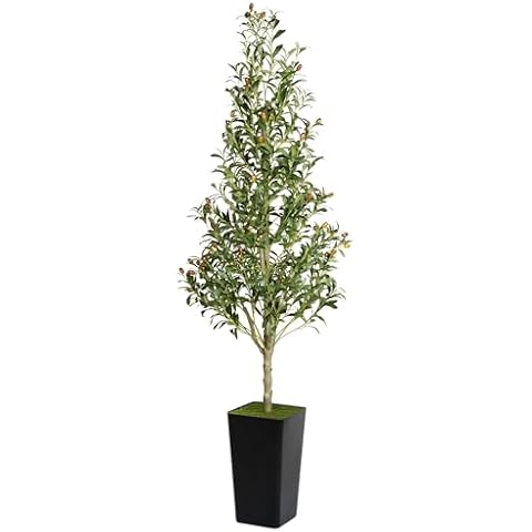Artificial Olive Tree 6Ft - Large Tall Fake Plant with Realistic Aesthetic Design Faux Silk Floor Plants for Home Living Room Bedroom Office Patio Indoor and Outdoor Decor Cover