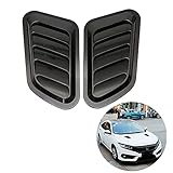 2pcs Universal Car ABS Decorative Air Flow Intake Scoop Turbo Bonnet Vent Cover Hood (black)