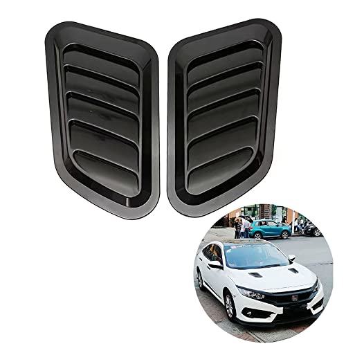 2Pcs Universal Car Abs Decorative Air Flow Intake Scoop Turbo Bonnet Vent Cover Hood (Black) #TOP9