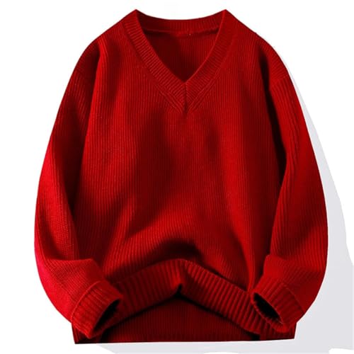 Men's V-Neck Pullover Sweater Long-Sleeved Casual Street-Chic Knitted Sweater for Everyday Wear4