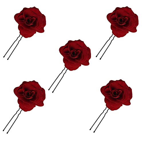 ZSLJSWDZ 5 Piezas Pinzas de Pelo, Rosas Clips Accesorios, Rosas Horquillas, para fiestas, bodas, damas de honor Cover