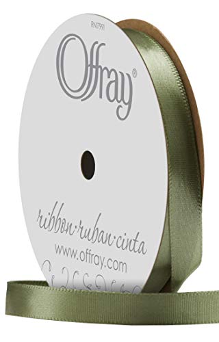 Image of Berwick Offray 262832 3 /8 inch Wide Single Face Satin Ribbon, Moss Green, 6 Yds