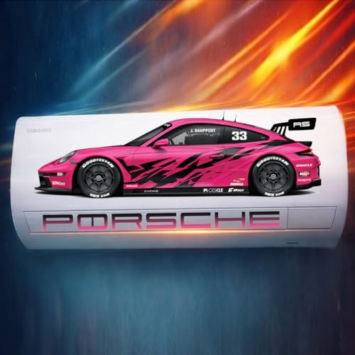 Image of Trending Porschhe 911 Racing AC Sticker, Air Conditioner Premium Vinyl, HD Gloss Finish, 24 Inches, for AC, Wall, Door, Glass (Pink)
