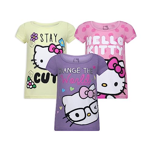 Image of Hello Kitty Sanrio Girls 3 Pack Short Sleeve T-Shirt for Little and Big Kids