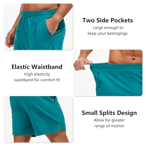 Image of AMY COULEE Mens Lounge Shorts 4 inch Pajama Lightweight Cotton Sleep Bottoms with Pockets