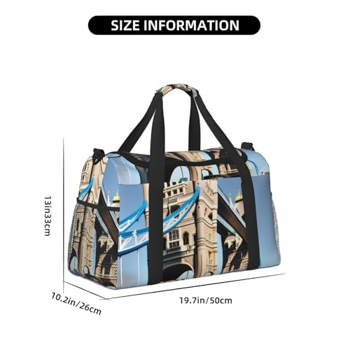 Tower Bridge in London Print Travel Duffel Bag for Men & Women, Foldable Travel Bags and Spacious Weekender Tote Bag for Storage Toiletry Luggage Personal Item4