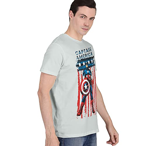 Image of Free Authority Captain America Printed Regular Fit Navy Blue Cotton Men Hoodie Sweatshirt