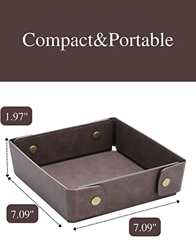 Image of CASIRENA Faux Leather Valet Tray Organizer for Men - Catch-All Tray for Entryway Table Key, Wallet, Watch, Coin Change, Phone, Dresser EDC Dump Jewelry, Bedside Nightstand Desk-top