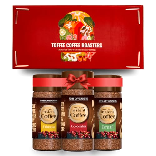 Image of Toffee Coffee Roasters | World of Instant Coffee Gift Set | Assorted Speciality Instant Coffee (Brazil | Colombia | Ethiopia) 50 gm each | Rakhi Gift Set for Brother, Corporate Bulk Gifting.