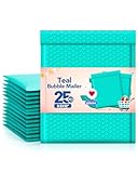 GSSUSA Teal Poly Bubble Mailers 8.5x12 Self-Seal Packaging Bags, Small Business Supplies, Padded Envelopes, Bubble Envelopes, Mailing Bags, Packaging for Small Business, Teal Bubble Mailer, 25 Pack