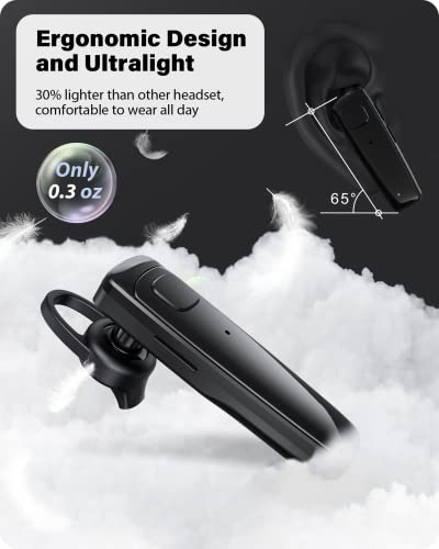 Adadpu S525 Bluetooth Headset - V5.0 Wireless Handsfree Earpiece Built-In Dual Mic Noise Cancelling thumb #5