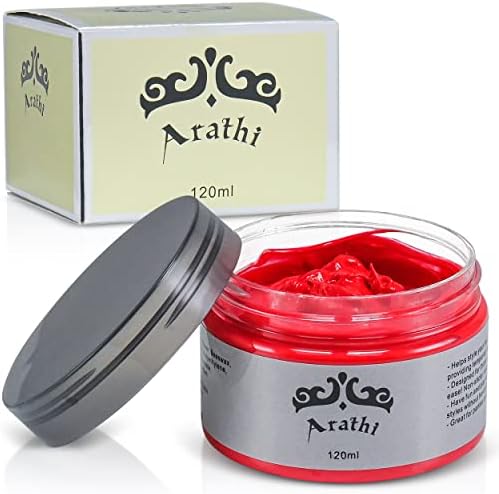 Arathi Hair Color Wax Mud Dye Cream Unisex Washable Temporary for Modeling Cosplay Halloween Rave Party (Red)