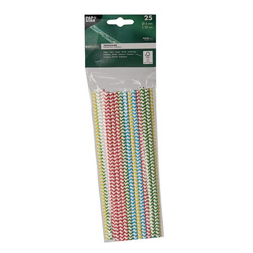 88026 PAPSTAR 25 cannucce, carta Ø 6 mm · 20 cm colori assortiti "Zig Zag">> In scatola: 500 pezzi