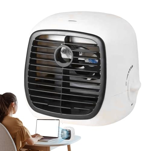 Aire acondicionado personal - Diseño de escritorio compacto PP | Enfriador de aire USB portátil con tanque de agua de 280 ml, ideal para viajes, oficina, hogar, gimnasio, jardín |