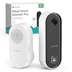 WUUK Wired Doorbell Camera, AI Facial Recognition, 2K Video Doorbell with Wireless Chime, No Monthly Fee, Local Storage, 24/7 Recording, Requires Existing Doorbell Wiring, 16-24 VAC, 2.4 GHz WiFi Only