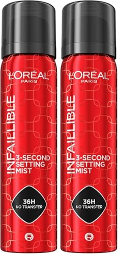 L'Oreal Paris DOUBLE Setting Spray, Infallible 3-Second Makeup Setting Spray Mist For Face, Up To 36 Hour Makeup Wear, Fixing Spray, Waterproof And Sweatproof, Transfer-Proof And Non-Sticky 75Ml